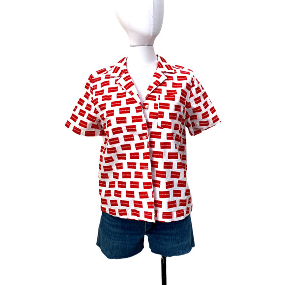 Calvin Klein Logo  Check Shirt Button Up Top Sz S - Picture 7 of 7